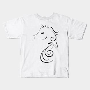 Elegant Horse Swirls with Eyelashes Kids T-Shirt